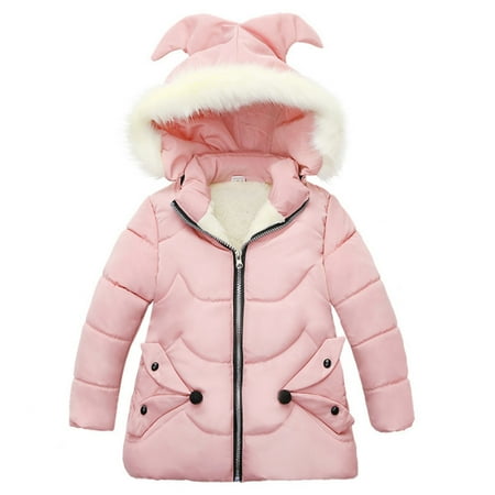 

EHQJNJ Cute Jackets for Women Trendy Toddler Kids Baby Girls Warm Winter Snowsuit Jacket Outerwear Clothes Zipper Thick Removable Hooded Snow Wear Coat Outwear 2-3 Years