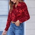 thumbnail image 4 of Women's Printed Long Sleeve Collared Button Down Casual Shirt Blouse for Business and Leisure, 4 of 6