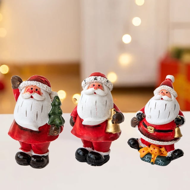 Christmas Santa Claus Figurines for Table Decor - Festive Holiday Centerpiece and Mantel Display Set