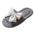 thumbnail image 2 of Bowknot Ribbon Pattern Slippers Ladies Opening Open Toe Cute Sweet Bow Female Home Slippers Grey CN：36(US:6), 2 of 5