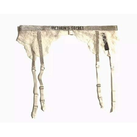 Victoria's Secret Women's Very Sexy Shine Strap Garterbelts, White Size M/L NWT