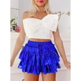 thumbnail image 5 of Rdhnmea Women's Fashion Mini Skirts Metallic Drawstring High Waist Skirts, 5 of 9
