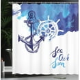 thumbnail image 4 of Ambesonne Anchor Shower Curtain, Nautical Wheel Ocean, 69"Wx84"L, Blue and White, 4 of 5