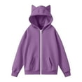thumbnail image 6 of Levmjia Women's Winter Sweatshirt Coats Solid Color Jacket Zipper Hats With Ears Long Sleeve Hooded Sweaters Loose Casual Fashion Tops, 6 of 9