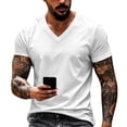 thumbnail image 3 of Hearthz Mens Shirts Moisture Wicking Breathable Athletic Shirts for Men V Neck Mens Short Sleeves Shirts Basic Jerseys for Men White XL, 3 of 7