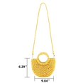 thumbnail image 2 of Bolso QTKJ Mini de Rattan en Forma de Semicírculo para Mujer Amarillo, 2 of 6