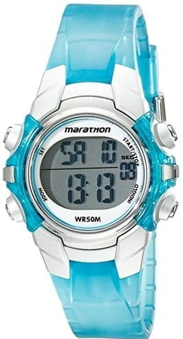light blue digital watch
