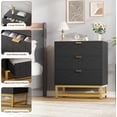 thumbnail image 7 of EastVita Modern 3 Drawer Dresser Wide Chest with Gold Metal Legs and Handles Wood Storage Organizer for Bedroom Living Room Hallway Black, 7 of 7