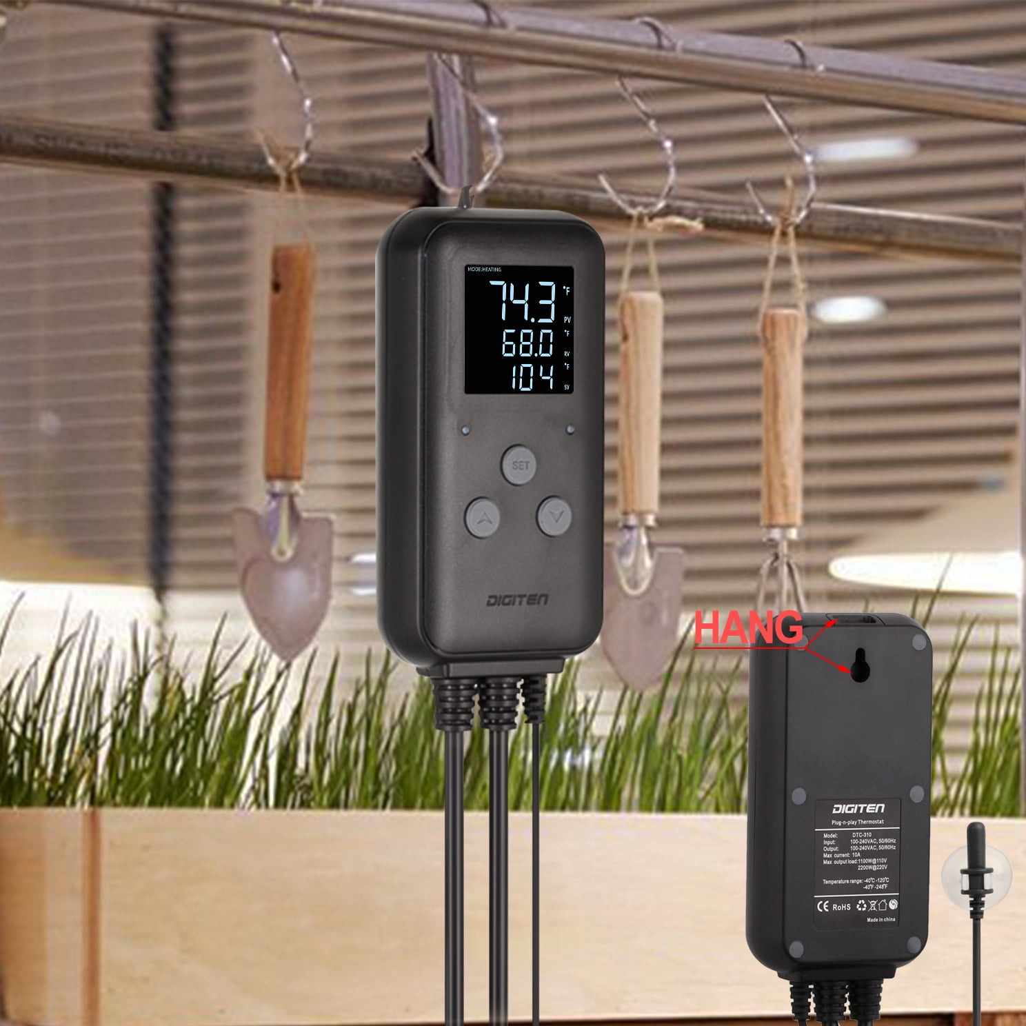 DIGITEN Waterproof Temperature Controller DTC310 Digital Temperature Controller Aquarium Temperature Controller Greenhouse Thermostat for Heater 10A Outdoor Heat Mat Thermostat Controller for Seedling