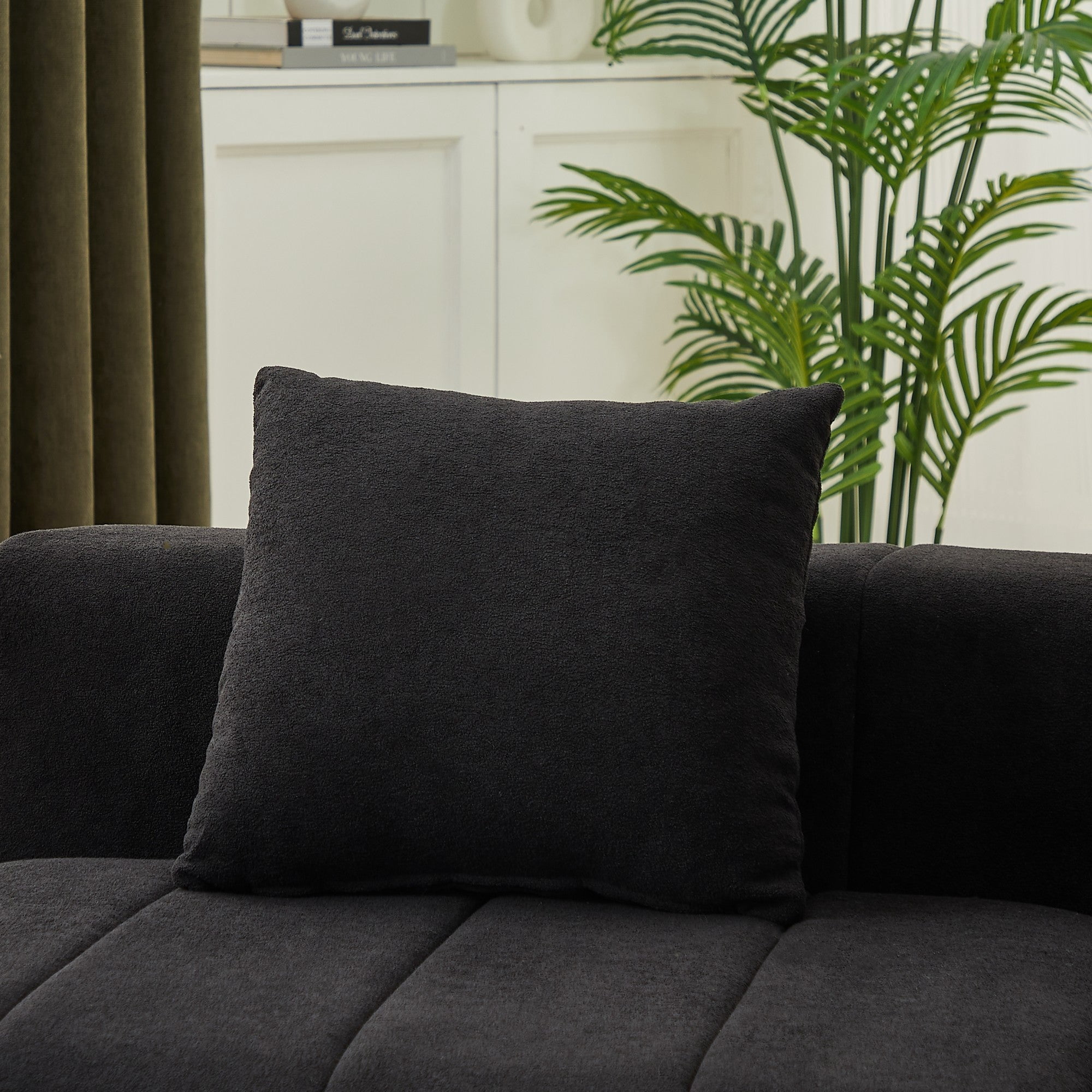 Sailvan Chenille Curved Sectional Sofa, Modern Modular Circular Sofa with Piano Key Design, No Assembly Required Cloud Couch Black