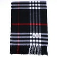 thumbnail image 4 of Women Men Black Check Plaid Scarves Warm Soft Scarf with Fringes, 4 of 5
