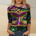 thumbnail image 2 of BKQCNKM Mardi Gras Outfit for Women Sweatshirt for Women Oversized Sweatshirt for Women Mardi Gras Crew Neck Short Sleeve Mardi Gras Sweatshirt Mardi Gras Shirts for Women, Bronze L, 2 of 5