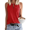 thumbnail image 2 of up to 60% off Gifts Usmixi Tank Top for Women Solid Round Neck Sleeveless T Shirts Comfy Loose Hollowed Racerback Tank Blouse Red XL Up to 65% off, 2 of 7