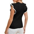 thumbnail image 5 of Women Slim Fit Puff Sleeve Casual Knit Tops Ruffle Sweater Vest Tanks, 5 of 6