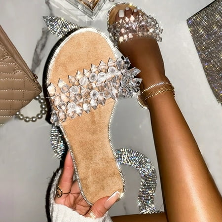 

Summer Savings! Zpanxa Slippers for Women Summer Women Ladies Fashion Casual Flat Retro Slippers Crystal Shoes Sandals Flip Flops for Women Khaki 42