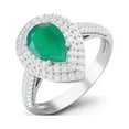 thumbnail image 2 of 3.46 Ctw Green Onyx Gemstone 925 Sterling Silver Pear Shape Halo Valentines Day Gifts Ring, 2 of 4