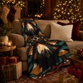 thumbnail image 3 of Mountain Moon Aztec Tribal Pattern Teal Orange, Peaceful Mountain Lake Scene, Warm Flannel Blanket for Cabin and Lodge, Outdoor Lovers Friendship Gift, Artistic Home Decor, 3 of 9