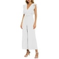 thumbnail image 2 of Womens Jumpsuits Casual V Neck Splicing Straight Pants Simple Exquisite Design Romper White XL, 2 of 4