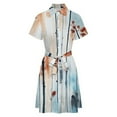 thumbnail image 5 of Autumn Trees Watercolor Painting Womens Shirt Dresses Women'S Short Sleeve Dress Turn-Down Collar Dress A Line Casuall Dress Oversize(XS-6XL), 5 of 7