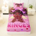 thumbnail image 3 of Castle Fairy Black Kawaii Princess Twin Sheets 3pcs,Angel Heart Print Bedding,Pink,1 Fitted Sheet, 1 Flat Sheet and 1 Pillowcase, 3 of 6