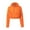 Orange, variant on Womens Cropped Puffer Jackets Winter Full Zipper Long Sleeve Quilted Puffy Bubble Padded Warm Coats with Pockets Solid Color Stand Collar Casual Outwear Orange XL
