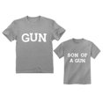 thumbnail image 1 of Gun & Son of a Gun Dad and Me Matching Set Father Son T-Shirts Matching Outfit Dad Gray XX-Large / Son Gray 3T, 1 of 6