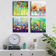 thumbnail image 2 of Colorful Flowers Canvas Wall Art, Floral Artwork Painting Prints ModernBathroom Pictures Framed for Living Room Bedroom Office Home Decor - 16"x16"x4 panel, 2 of 6