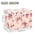 thumbnail image 3 of Pink Bows Cherries Hand Drawn Foldable Storage Bin with Lid and Handle Collapsible Storage Box 16.5 x 12.6 x 11.8 inches, 3 of 7