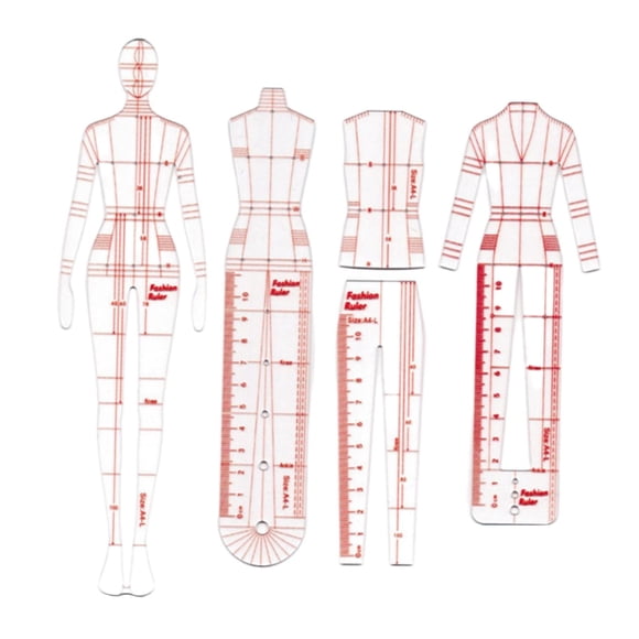 4 Modèles Ensemble de Règles de Mode Femme Modèle de Croquis Couture Croquis B