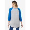 thumbnail image 2 of Woman Within Plus Size Three-Quarter Sleeve Baseball Tee, 2 of 6