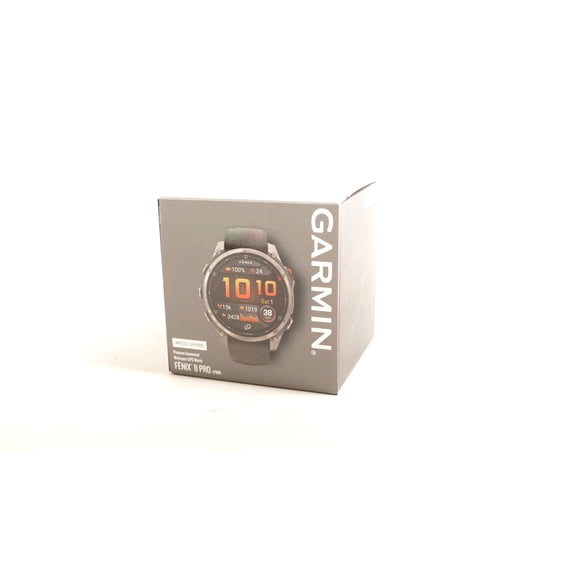 Pre-Owned Garmin fnix 8 Pro, 47mm, AMOLED Display, Premium Connected Multisport GPS Smartwatch, inReach Technology, Sapphire, Titanium with Graphite/Black Silicone Band