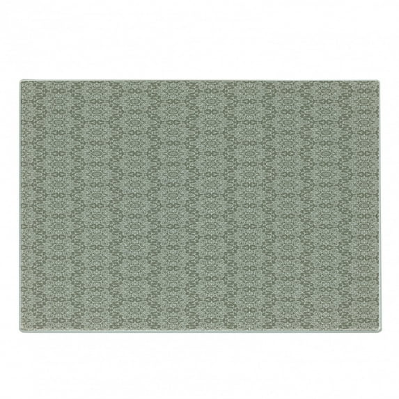 Vintage Cutting Board, Classical Timeless Motifs Medieval Victorian Flowers and Swirls Antique, Decorative Tempered Glass Cutting and Serving Board, Small Size, Tan White, by Ambesonne