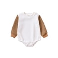 thumbnail image 1 of goowrom Bébé Tricot Romper, Couleur Contraste Manches Longues Col Rond Fermeture à Pression Combinaison, 1 of 9
