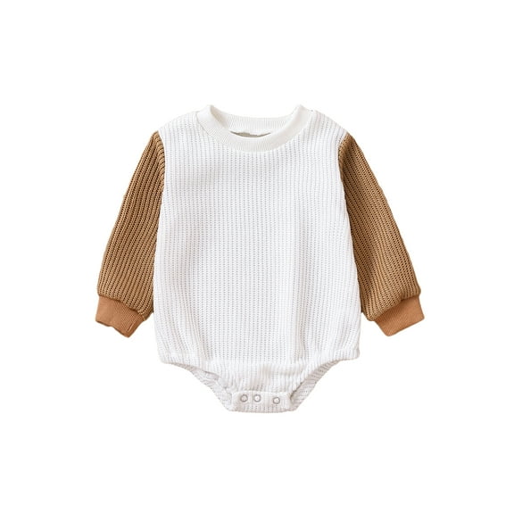 Bagilaanoe Newborn Baby Girl Boy Rompers Sweater Contrast Color Long Sleeve Knitted Bodysuits 3M 6M 12M 18M Infant Casual One Piece Short Jumpsuit