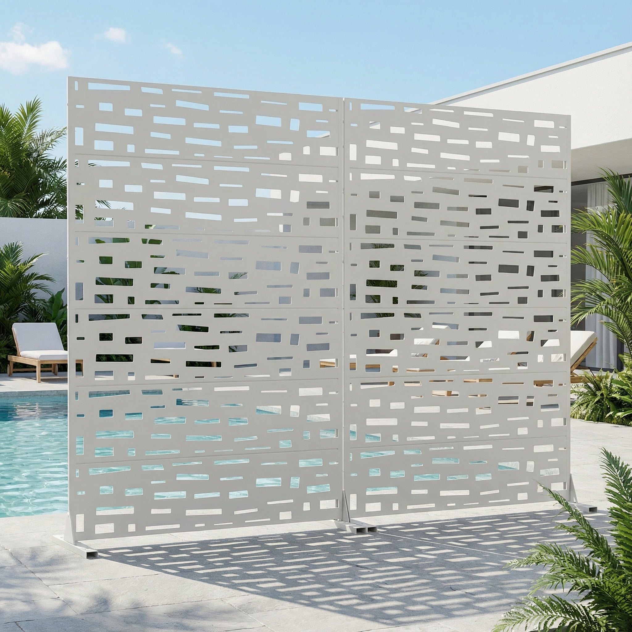 Privacy Metal Screen Fence Panel Horizontal Stripe Pattern
