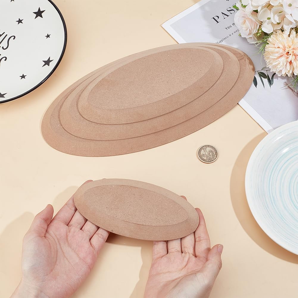 1set 4pcs 4 styles Oval Wood Boards Ceramic Clay Drying Board Ceramic Making Tools BurlyWood 149~300x70~145x15mm 1pc/style