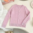 thumbnail image 2 of KyCheLot Girls' Knitted Cardigan Crew Neck Long Sleeve Button down Schoolwear Lightweight Comfy Soft Sweaters, 2 of 6