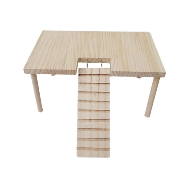 Pequeña mascota de madera con pilares y escaleras para hámster, ardilla, jerbo, chinchilla 24cmx16cmx13.5cm