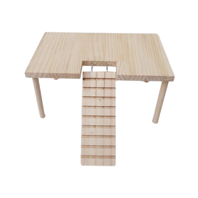 de madera para mascotas pequeñas con escaleras, decoración de hábitat, juguetes de madera, accesorios de jaula 32cmx20.5cmx15.5cm Zulema Plataforma de hámster