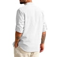 thumbnail image 4 of GrmtClth Linen Shirts for Men 2026 Summer Long Sleeve Top Comfortable Button Down Tee Trend Solid Blouses with Pocket White XL, 4 of 5