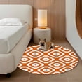thumbnail image 4 of 5ft Washable Round Rug, Orange White Lattice Non-Slip Circle Area Rug for Living Room Bedroom, Geometric Modern Simple Abstract Indoor Floor Mat for Home Decor, 4 of 9