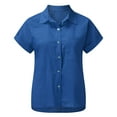 thumbnail image 4 of Mashaouyo Womens Short Sleeve Casual Button Down Shirts Summer Soft Fashion Cotton Blouses Tops with Pocket, 4 of 6