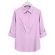 thumbnail image 5 of Camisas de Manga Larga para las Mujeres Blusa de Túnica de Imitación de Botón de Solapa de Ajuste Suelto con Tela Suave, Top de Verano Transpirable para Uso Diario Informal, 5 of 7