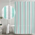 thumbnail image 3 of Aqua Grey White Stripes Bathroom Shower Curtains with Hooks, Minimalist Abstract Vertical Striped Waterproof Fabric Washable Shower Curtain for Home Hotel Bathtub Decor 36x72 Inch, 3 of 9