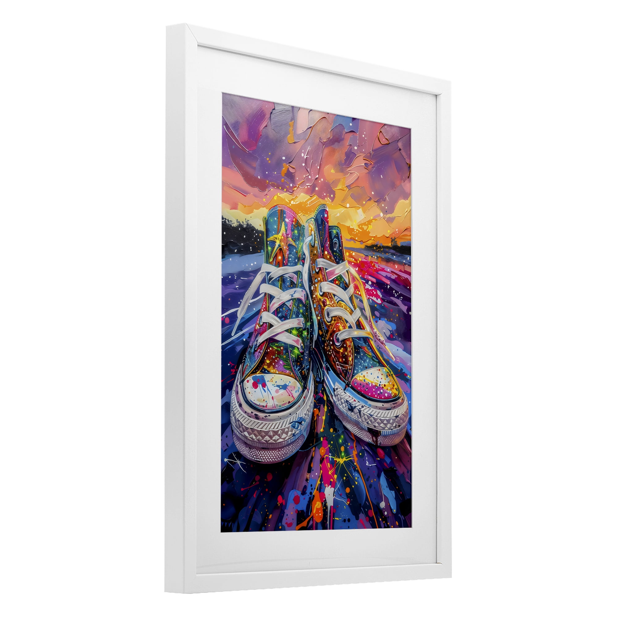 Stupell Industries Vibrant Sneakers at Sunset White Framed Print Under Glass, design by Creative Studio