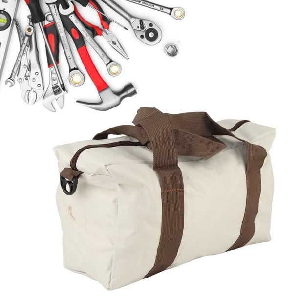 Bolsa de Herramientas de Boca Ancha Impermeable de Alta Capacidad, Bolso de Lona para electricistas, Fontaneros, Mecánicos, Manitas, Gris
