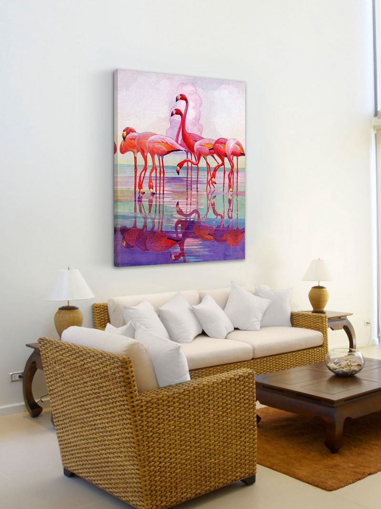 Marmont Hill Flamingos by Francis Lee Jaques Painting Print on Wrapped Canvas
