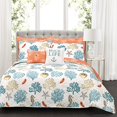 thumbnail image 1 of Lush Decor Ensemble de Literie Réversible 7 Pièces Coastal Reef avec Plumes Coquillage Design-Full Grand-Blue et Corail, 1 of 2