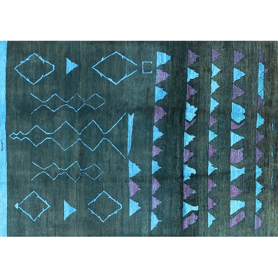 Ahgly Company Indoor Rectangle Oriental Light Blue Industrial Area Rugs, 5' x 7'