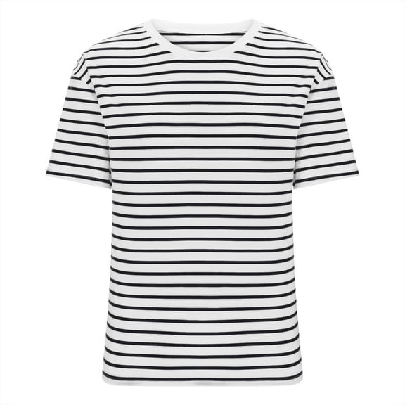 Uaswgudfs Women's Striped Blouse - Summer Casual Going Out Top | Basic Short Sleeve Round Neck Tee with Striped Design